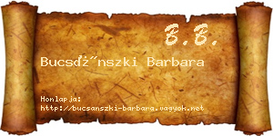 Bucsánszki Barbara névjegykártya